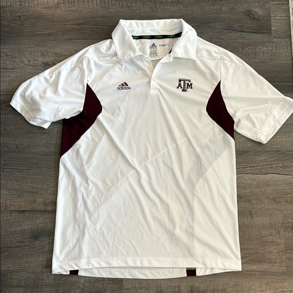 Adidas A&M White and Red Polo Shirt Athletic Design